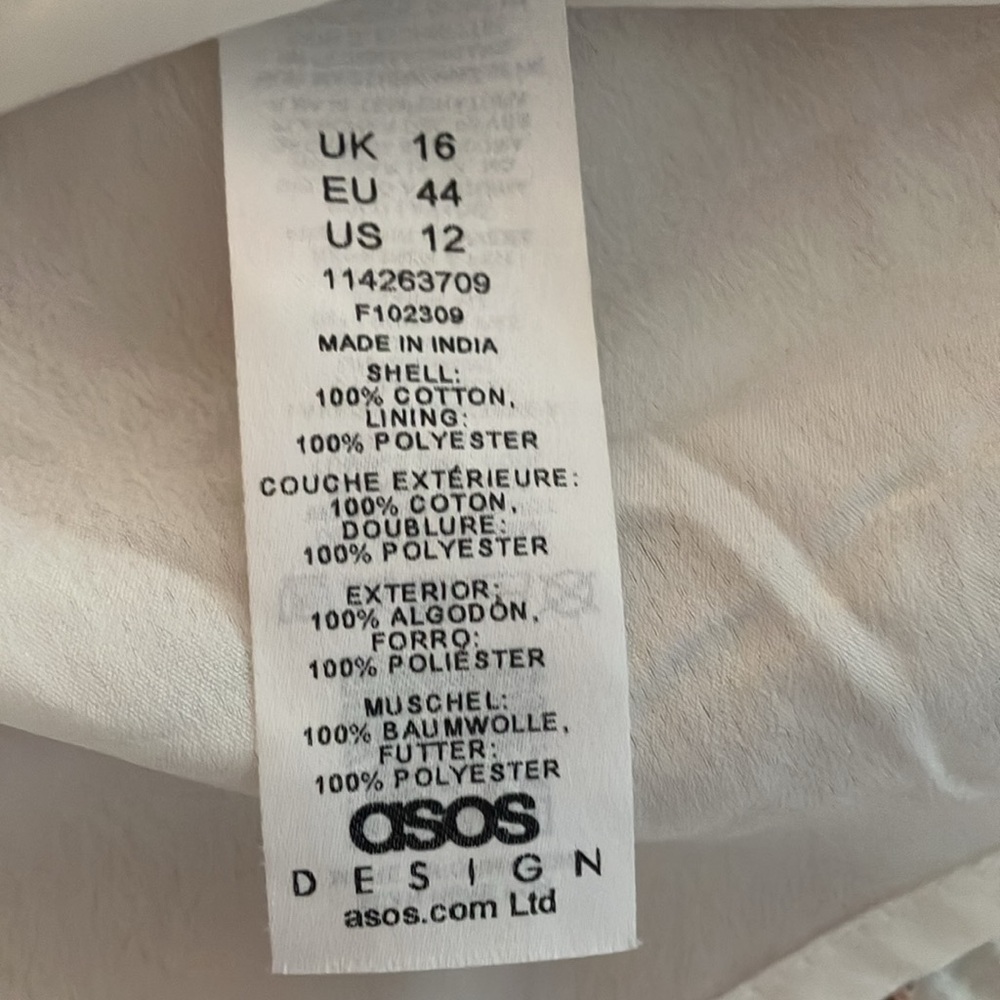 ASOS Design  Cream Floral Broderie Anglaise Just gorgeous Dress NWOT, Size 12 - Picture 6 of 11